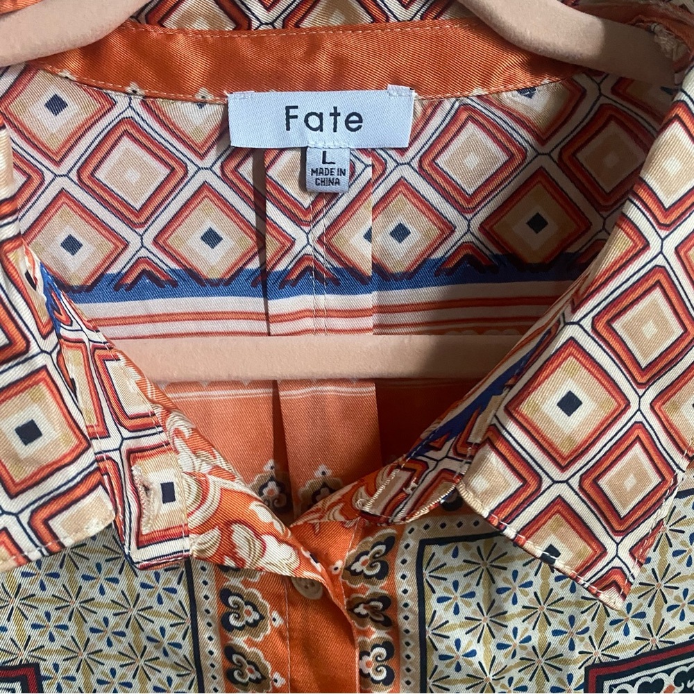 Orange Scarf Button Down Blouse - image 4